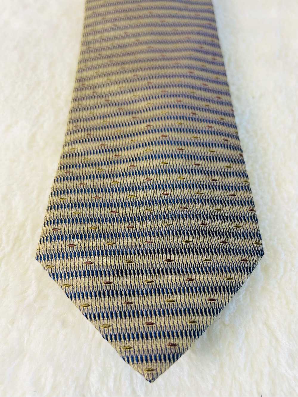 Hugo Boss Beige and Navy Micro Stripe Silk Tie
